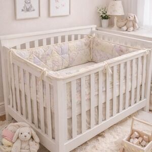 KidsLine Vintage Patchwork Floral Gingham Pastel Purple Sage Cream decor